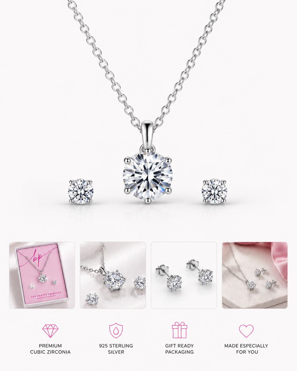 Cubic Zirconia Necklace & Earring Set