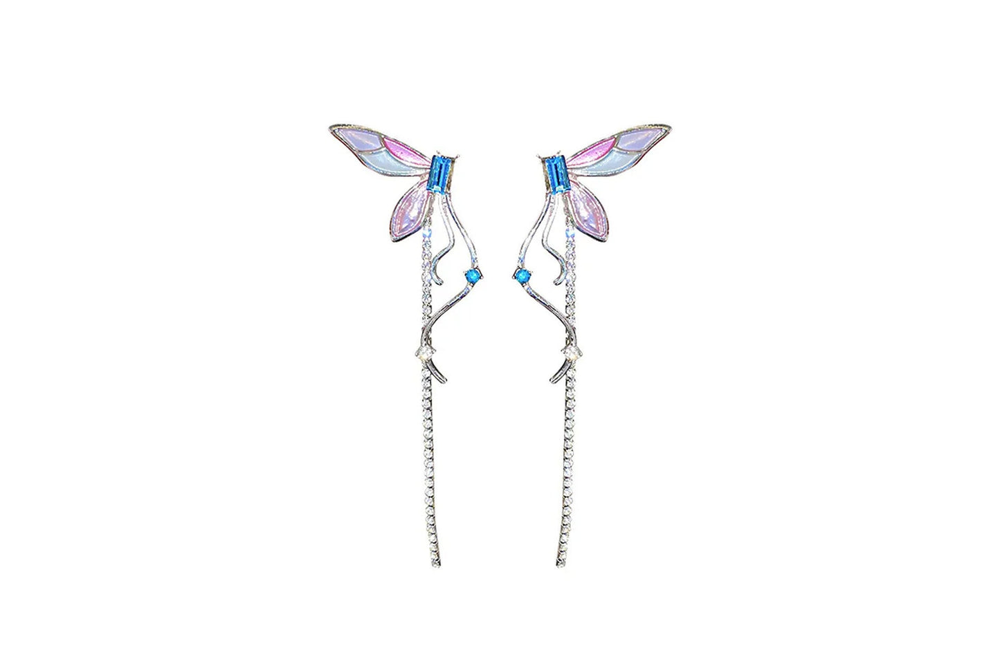 Butterfly Drop Hoop Earrings | Statement, Minimalist | Fairycore
