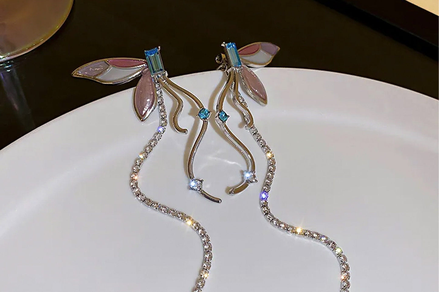 Butterfly Drop Hoop Earrings | Statement, Minimalist | Fairycore