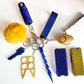 SORO 8-Piece Self-Defense Keychain Set (Navy Blue & Gold)
