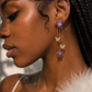 Butterfly Dangle Tassel Crystal Earrings