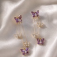 Butterfly Dangle Tassel Crystal Earrings