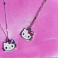 Cute Cubic Zirconia Hypoallergenic Silver-Plated Hello Kitty Pendant Necklace