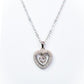 Dainty Cubic Zirconia Round Cut Style 13mm Silver Plated Heart Pendant in 18"