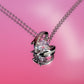 Cubic Zirconia Round Cut Style 17mm Silver Heart Statement Pendant in 18"