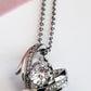 Cubic Zirconia Round Cut Style 17mm Silver Heart Statement Pendant in 18"
