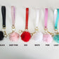 SHIPS NEXT DAY! Faux Leather Keychain Wristlet with Star Hook Clip and Pompom