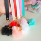 SHIPS NEXT DAY! Faux Leather Keychain Wristlet with Star Hook Clip and Pompom
