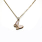Cute Pearl Gold Butterfly Pendant in 18"