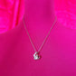 Cubic Zirconia Round Cut Style 17mm Silver Heart Statement Pendant in 18"