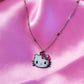 Cute Cubic Zirconia Hypoallergenic Silver-Plated Hello Kitty Pendant Necklace