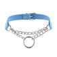 PU Leather Choker Necklace with Layered & O-Ring Chain | Gothcore Aesthetic, Y2K Inspired