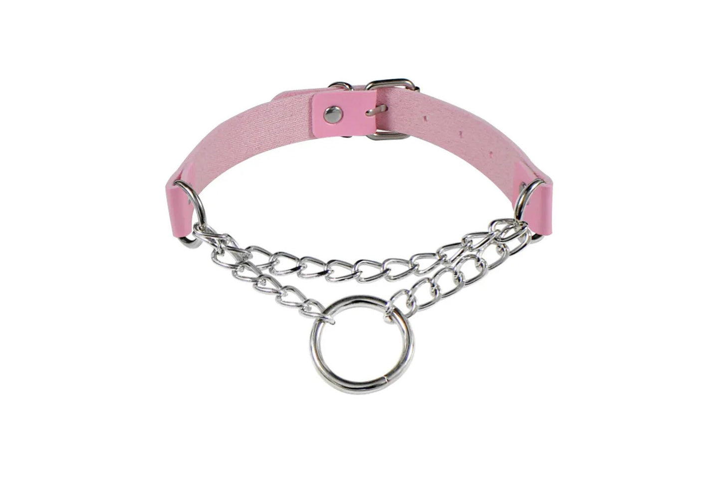 PU Leather Choker Necklace with Layered & O-Ring Chain | Gothcore Aesthetic, Y2K Inspired