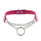 PU Leather Choker Necklace with Layered & O-Ring Chain | Gothcore Aesthetic, Y2K Inspired