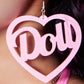 Pink Acrylic Doll Resin Drop Dangle Earrings | Y2K Aesthetic
