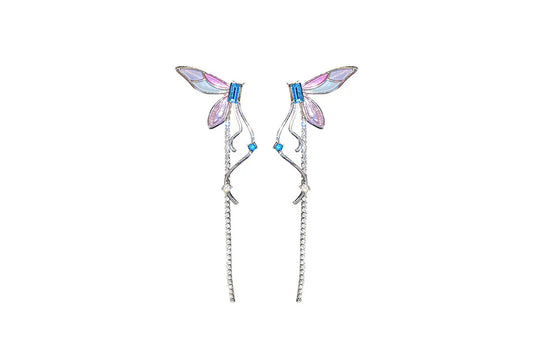 Butterfly Drop Hoop Earrings | Statement, Minimalist | Fairycore