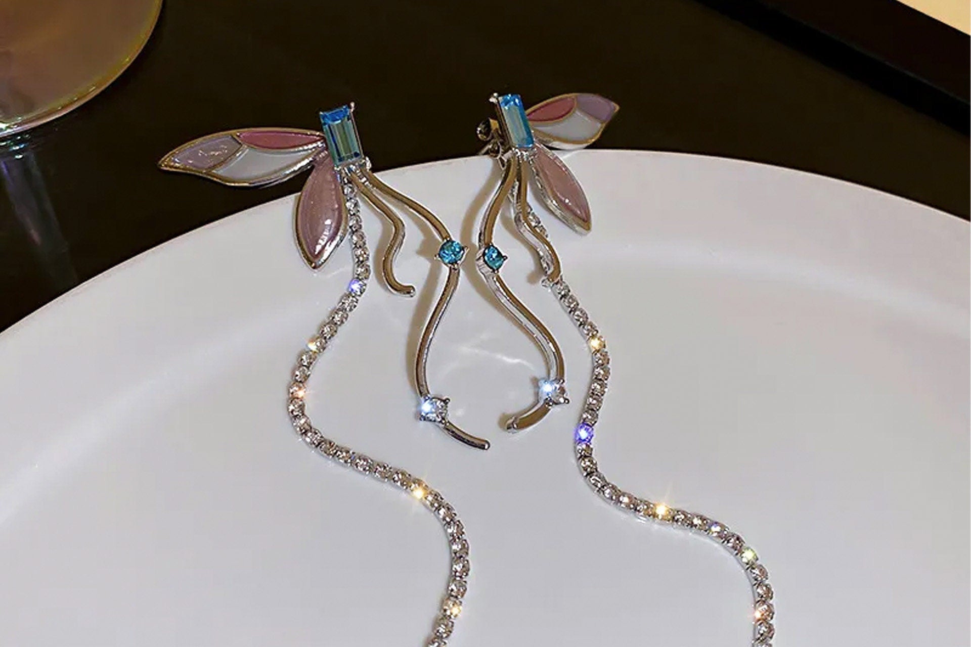 Butterfly Drop Hoop Earrings | Statement, Minimalist | Fairycore