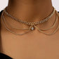 Gold Silver Rhinestone Layered Choker Necklace | CZ Cubic Zirconia