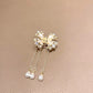 Pearl Butterfly Hair Tassel Clip | Butterfly Hair Accessories | CZ Cubic Zirconia Crystals, Fairycore, Y2K Inspired, Princess Jewelry