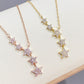 CELESTIAL Star Drop Pendant Necklace | Stainless Steel, 18K Gold-Plated, Rose Gold Chain | Y-Shape Layering Choker | CZ Cubic Zirconia