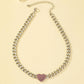 Silver Crystal Heart Choker | Chunky Curb Link Chain | Stainless Steel Pendant Necklace | Streetwear, Y2K Jewelry Gifts