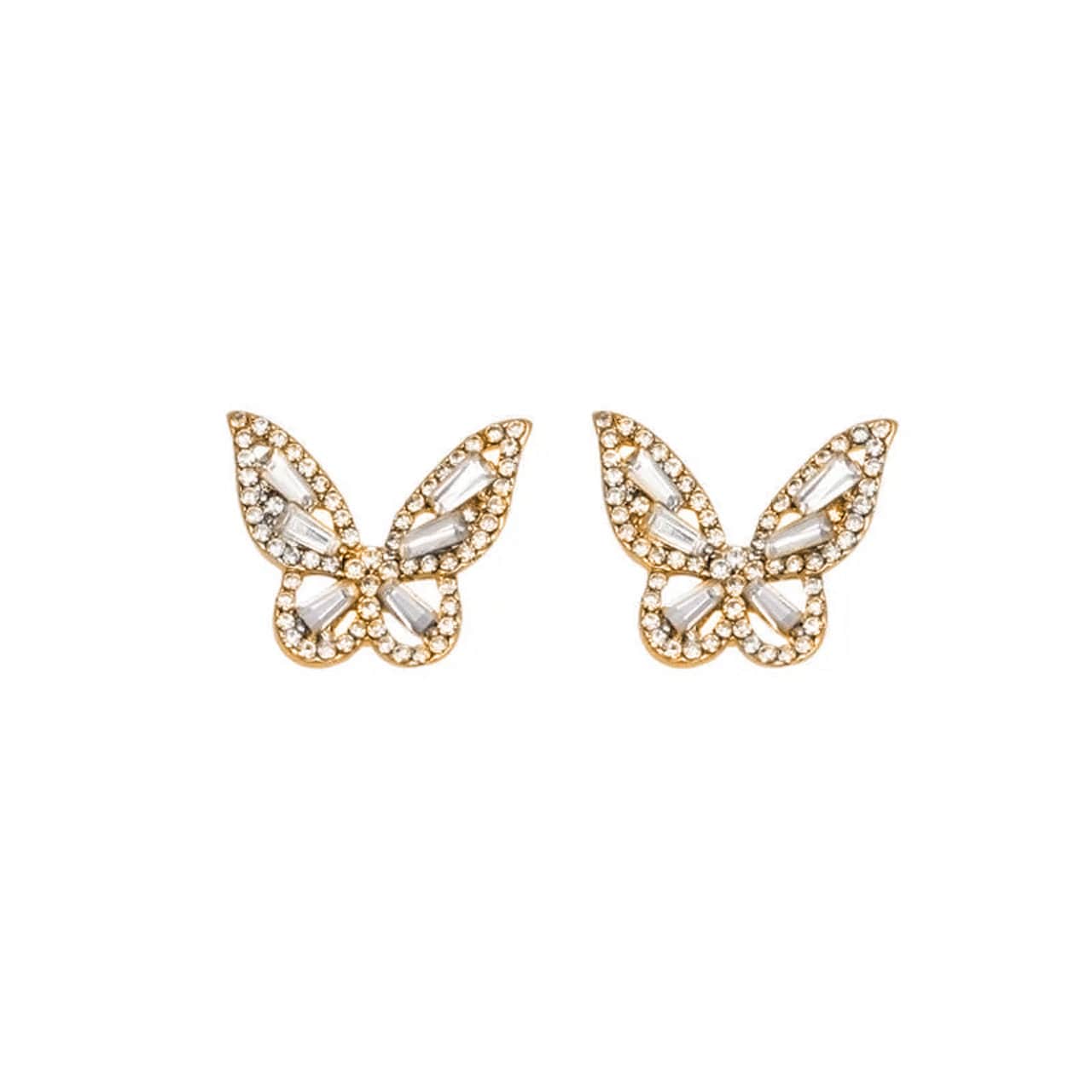 ENCHANTED Crystal Butterfly Stud Earrings | CZ Cubic Zirconia Studs | Gold, 925 Sterling Silver Earrings | Princesscore, Fairycore, Coquette