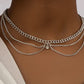 Gold Silver Rhinestone Layered Choker Necklace | CZ Cubic Zirconia