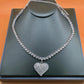 Gold Silver Heart Pendant Choker Necklace | Large Heart Crystal Pendant | CZ Cubic Zirconia Choker | Y2k Jewelry, Streetwear, Gifts for her
