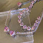 Enchanted Pink Crystal Heart Chain Choker | CZ Cubic Zirconia Chain Necklace | CZ Crystal Pendant | Fairycore, Fairytopia, Princesscore