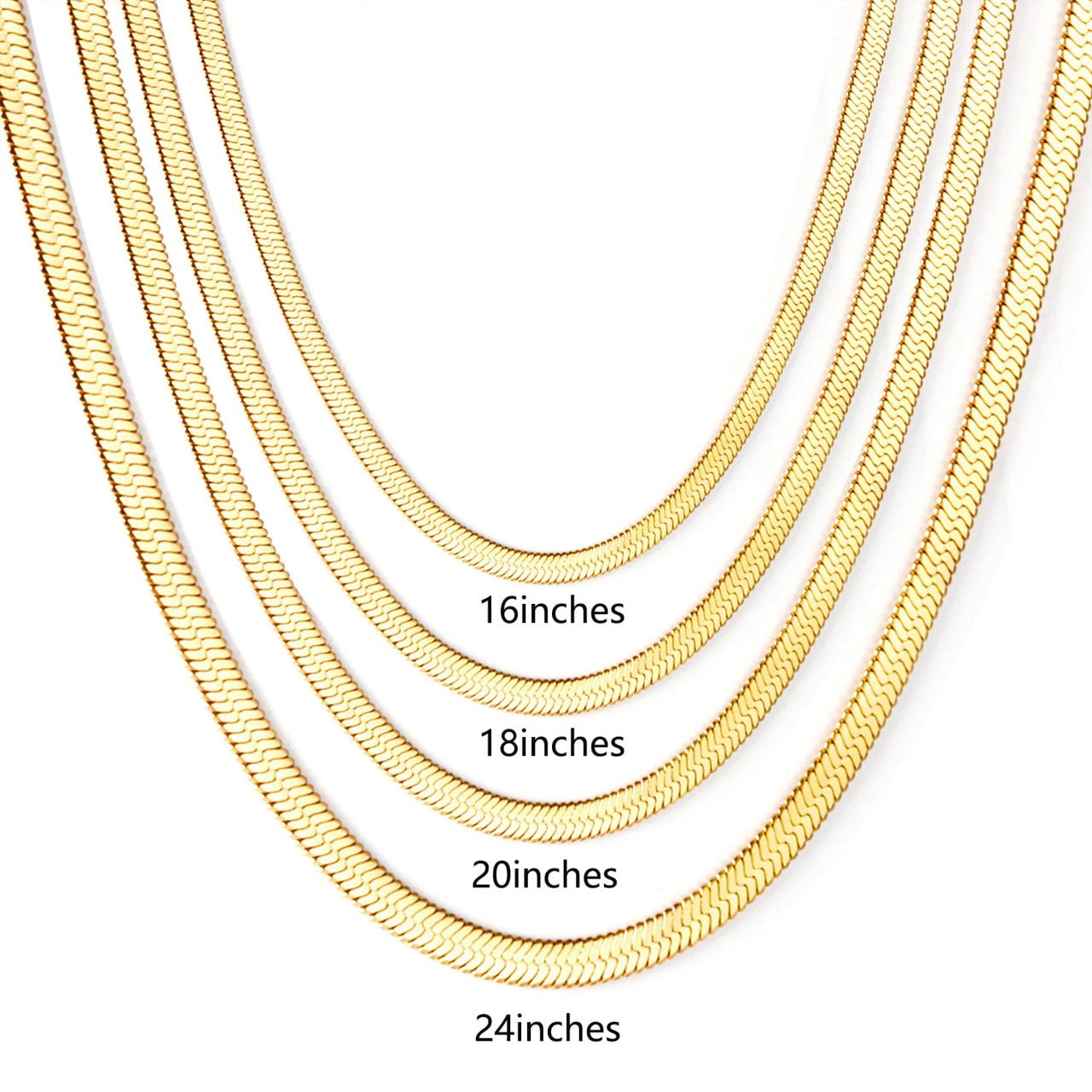 Silver Herringbone Necklace | Stainless Steel Snake Chain Necklace | Waterproof, Tarnish Free | Layering Necklace | Minimalist, Gift for Her